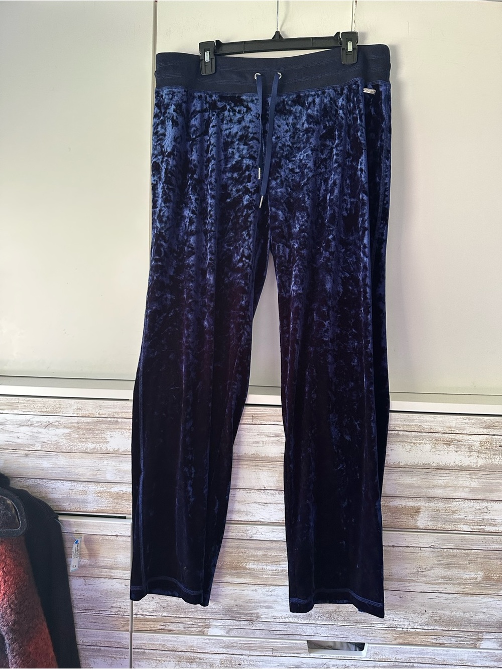 🩵 Calvin Klein Navy Blue Crushed Velvet Pull-On Pants Size Large